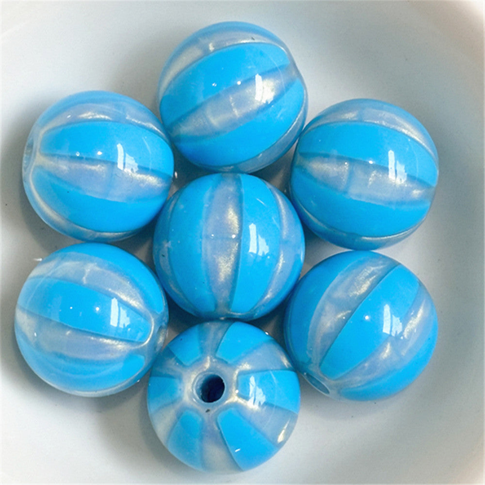 Shimmer Striped Acrylic Beads 16mm Colorful Glossy 100pcs 9