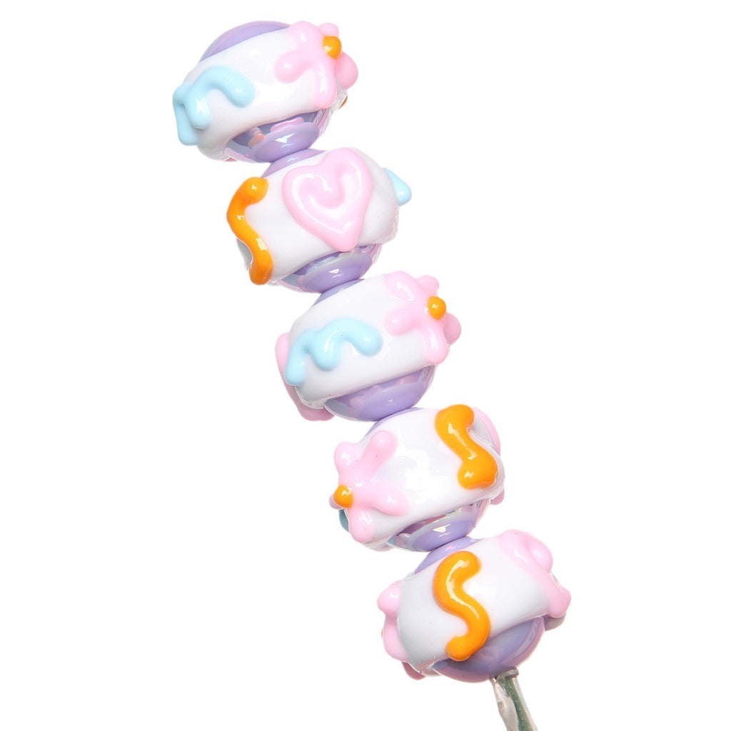 Hand Painted Floral Acrylic Beads 16mm Arrow Design 1pc 5