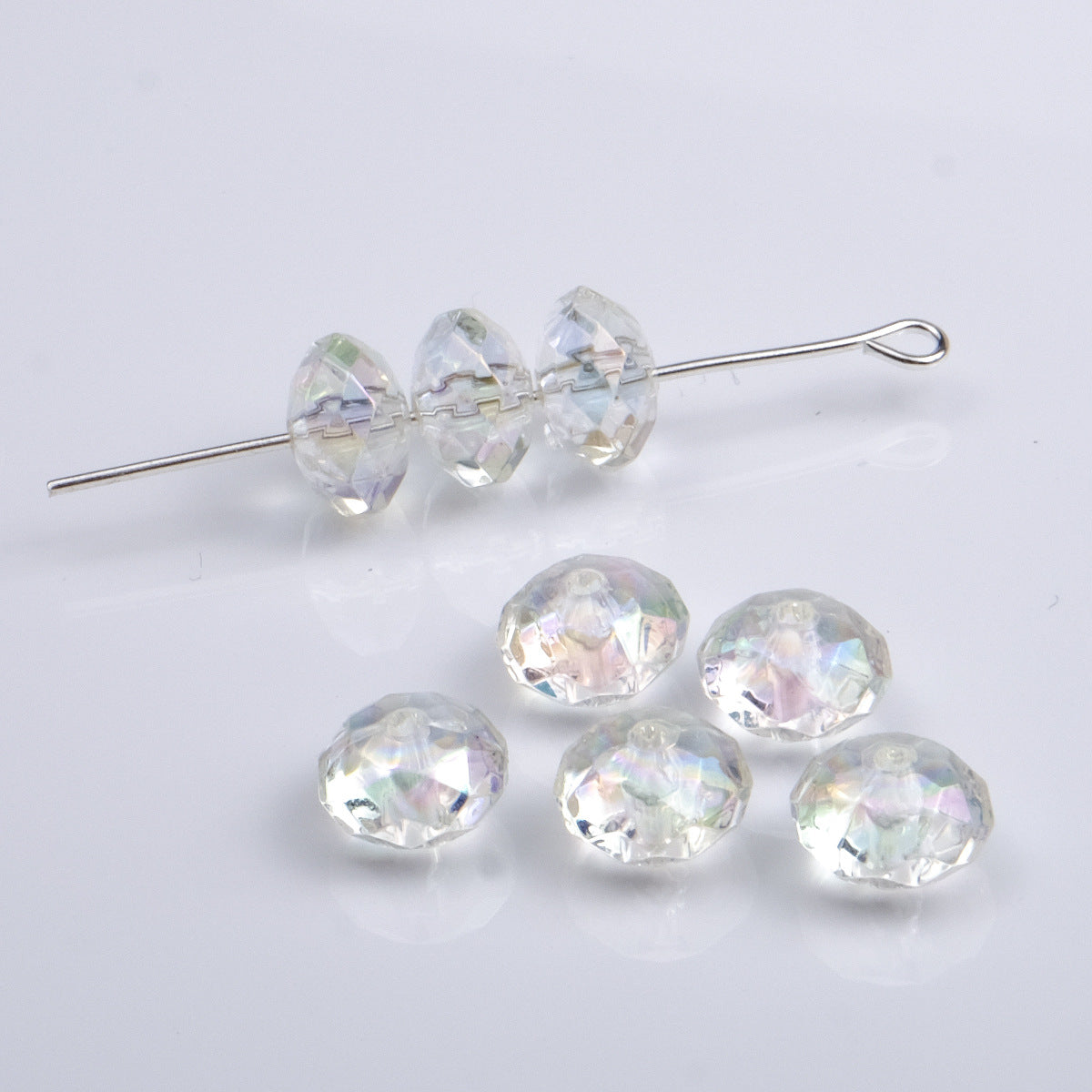 Acrylic Faceted Flat Spacer Beads 8mm Clear Plating 500pcs 3