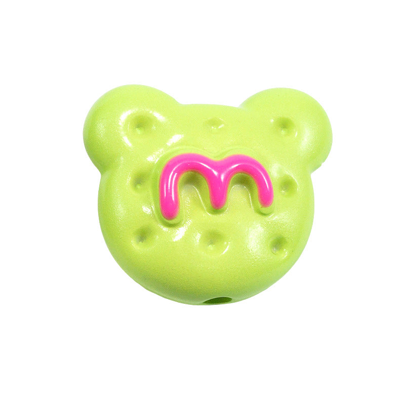 Hand Painted Bear Acrylic Beads 25mm Glossy Colorful 10pcs 10