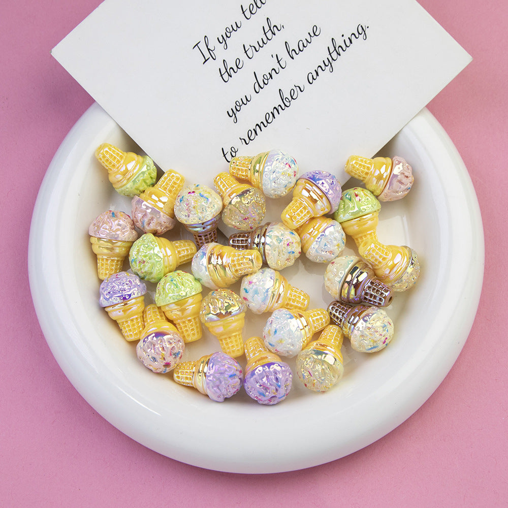 Colorful Ice Cream Cone Resin Beads 23x16mm Glossy Pastel 20pcs 4