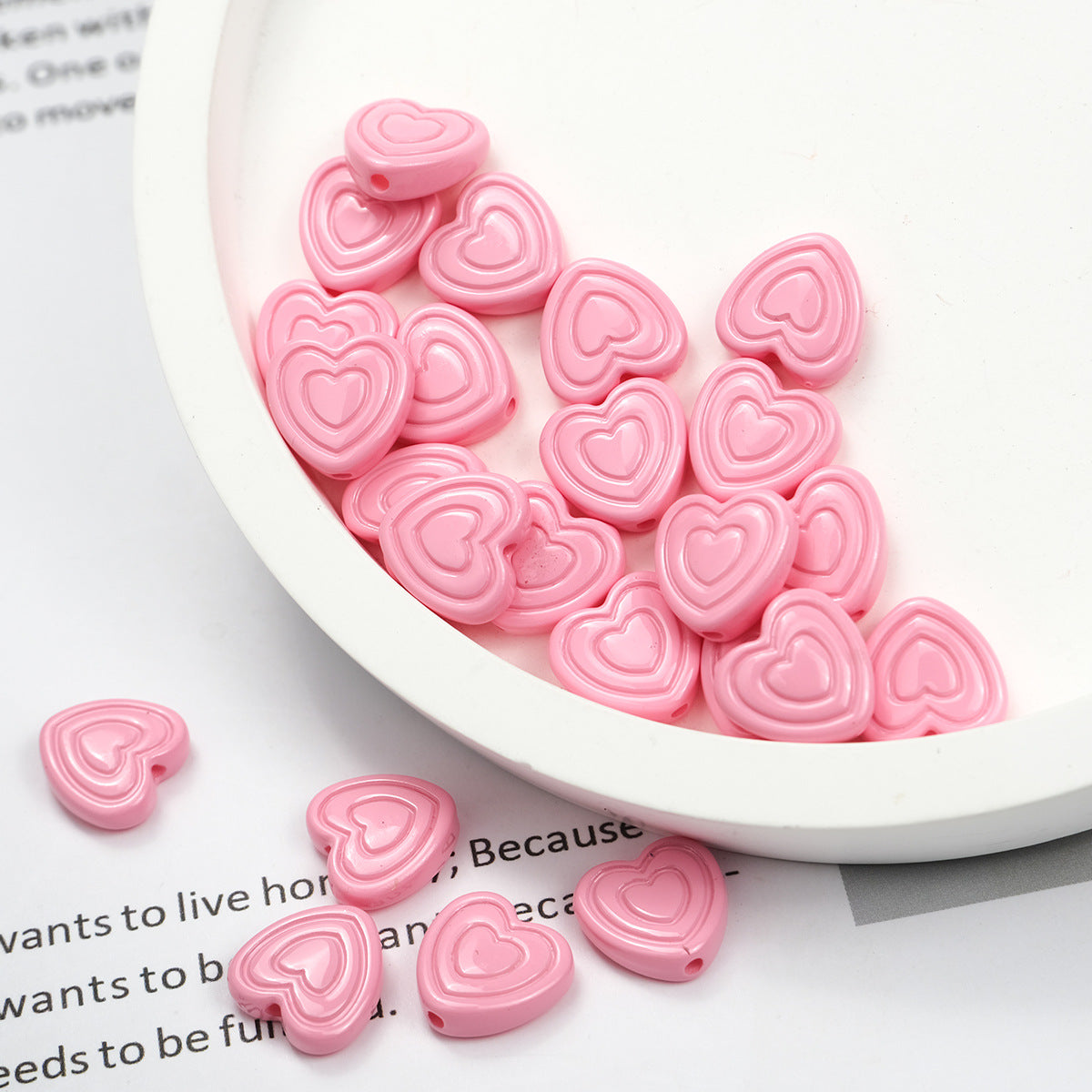 Mini Spiral Heart Acrylic Beads 11mm Colorful Mixed 50pcs 15
