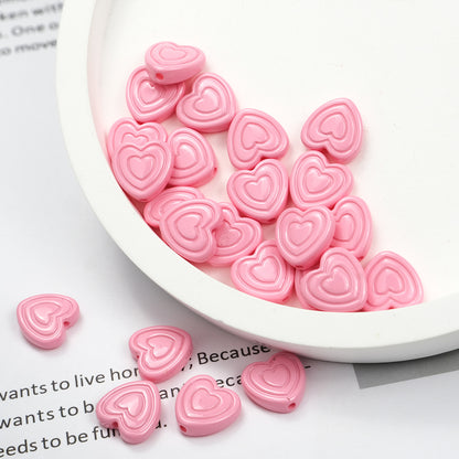Mini Spiral Heart Acrylic Beads 11mm Colorful Mixed 50pcs 15