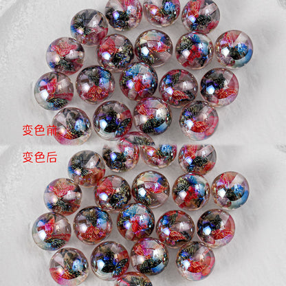 Shimmer Butterfly Inside Round Resin Beads 16mm Mixed Colors 20pcs 12