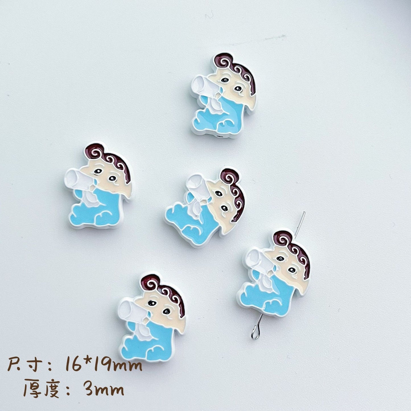 Painted Alloy Metal Beads Baking Shin-Chan Himawari Nohara Series 10pcs 9