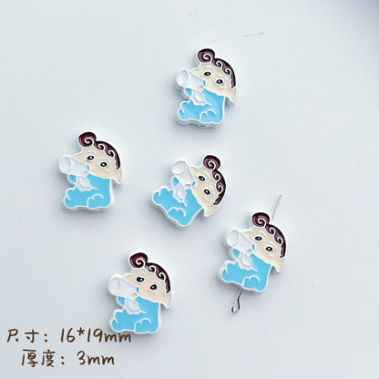 Painted Alloy Metal Beads Baking Shin-Chan Himawari Nohara Series 10pcs 9