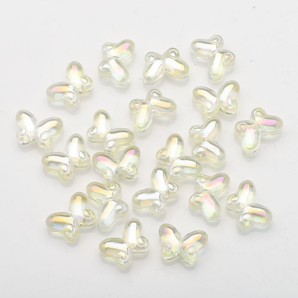 Butterfly Plated Transparent Glass Beads 10x14mm 20pcs 18