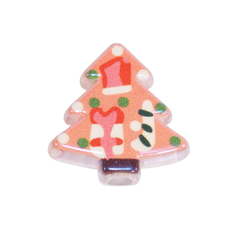 Doodle Christmas Tree Acrylic Beads 20mm Colorful Mixed 10pcs 10