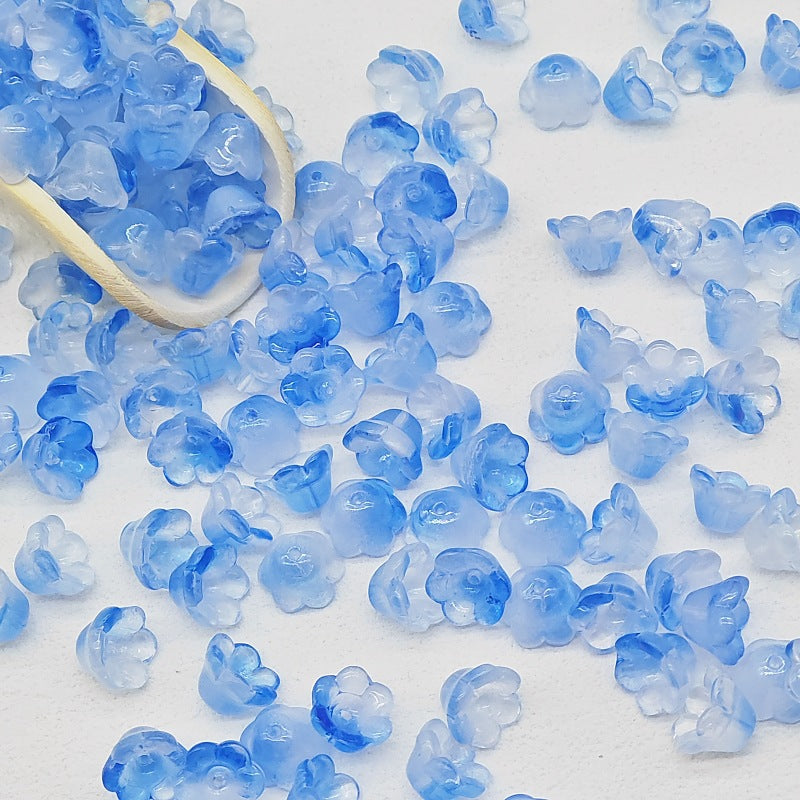 Campanula Flower Glass Beads 7x12mm Frosted Glossy Pastel 50pcs 16
