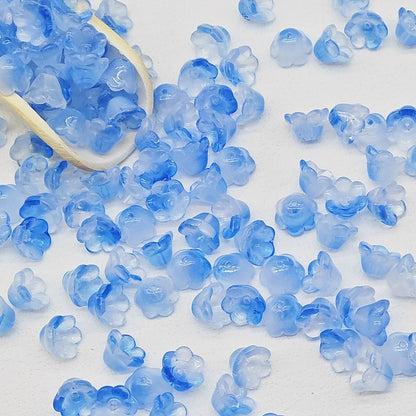 Campanula Flower Glass Beads 7x12mm Frosted Glossy Pastel 50pcs 16