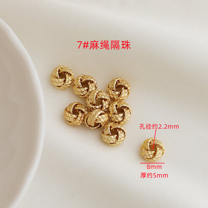 Brass Rope-Shaped Spacer Beads Coarse Texture 20pcs 12