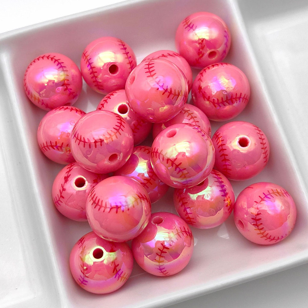 Plating Round Acrylic Beads 16mm UV Tennis Design 100pcs 6