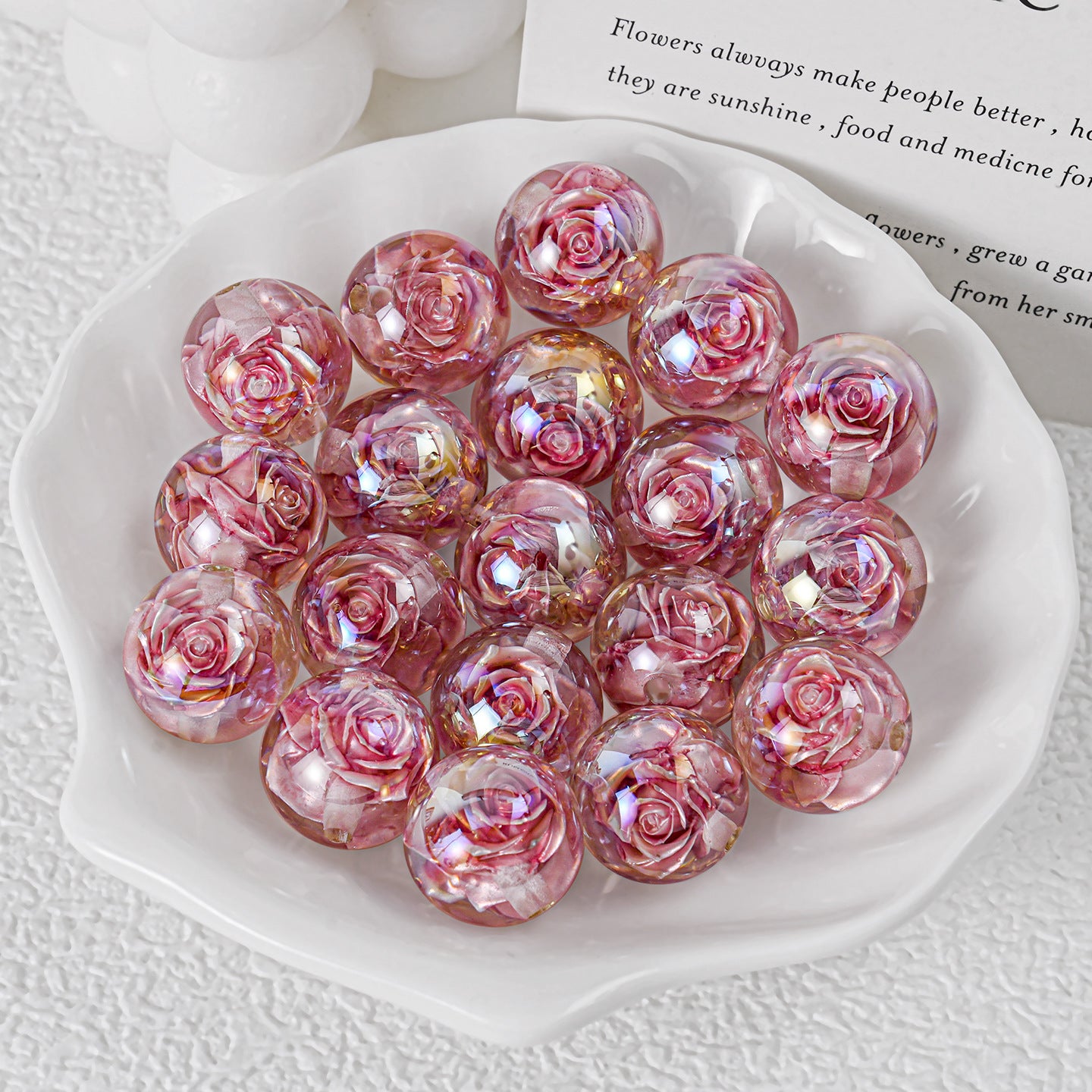 Twilight Rose Resin Beads 16mm Round Mixed Colors 20pcs 13
