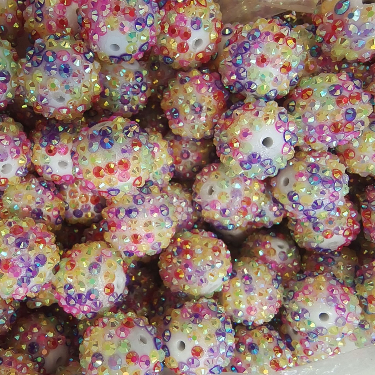 Rhinestone Bubblegum Beads 10-22mm Spring Colorful Textured 5pcs 2