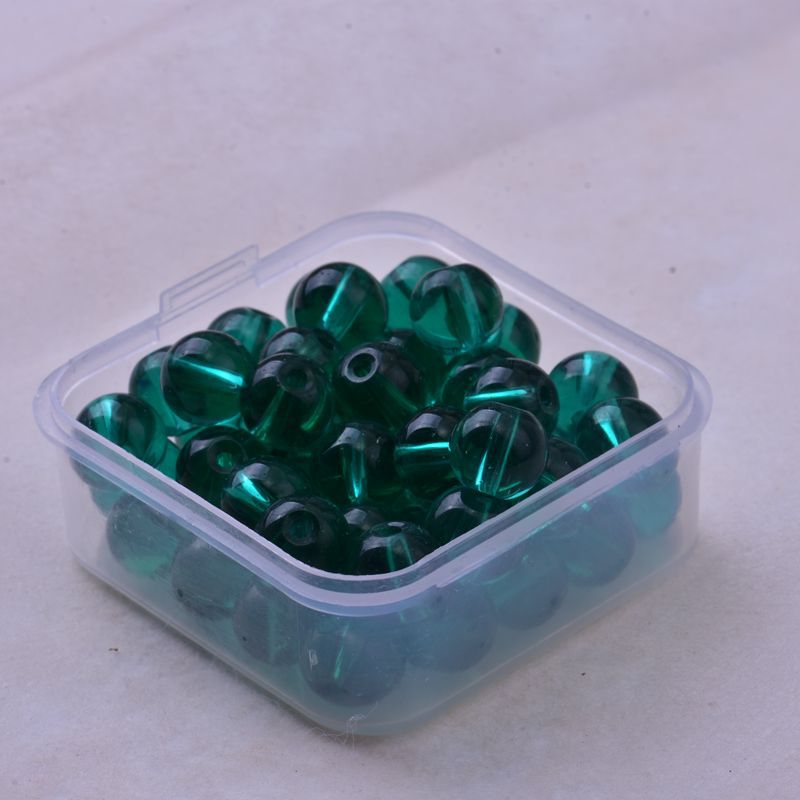 Transparent Round Glass Beads 8mm Glossy Mixed Colors 50pcs 8