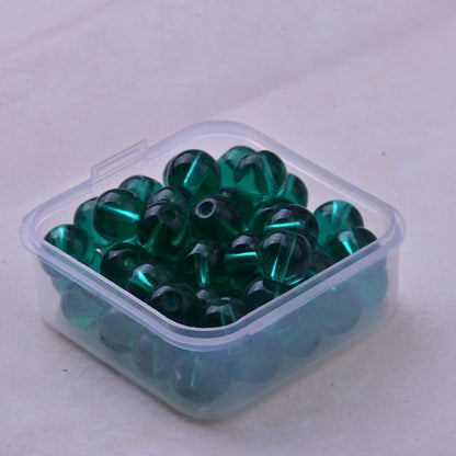 Transparent Round Glass Beads 8mm Glossy Mixed Colors 50pcs 8