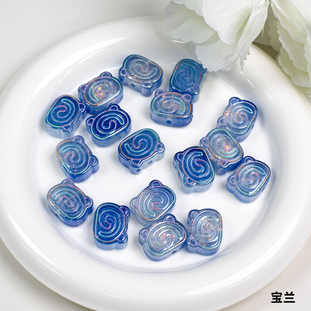 Spiral Pattern Bear Resin Beads 20mm Multicolor Translucent 10pcs 5