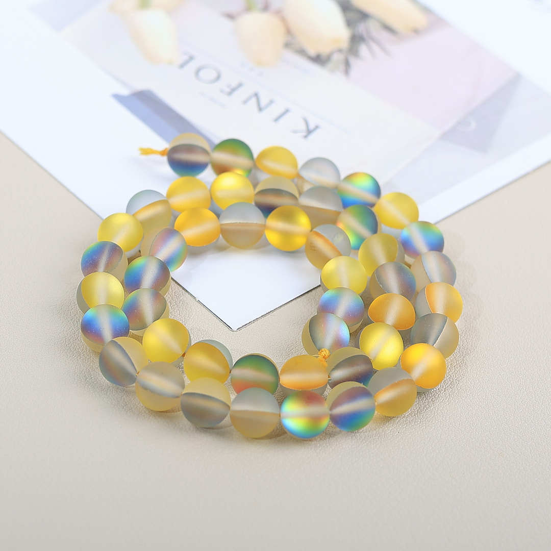 Mermaid Round Glass Beads 6mm Matte Pastel Jewel Tones 40pcs 26