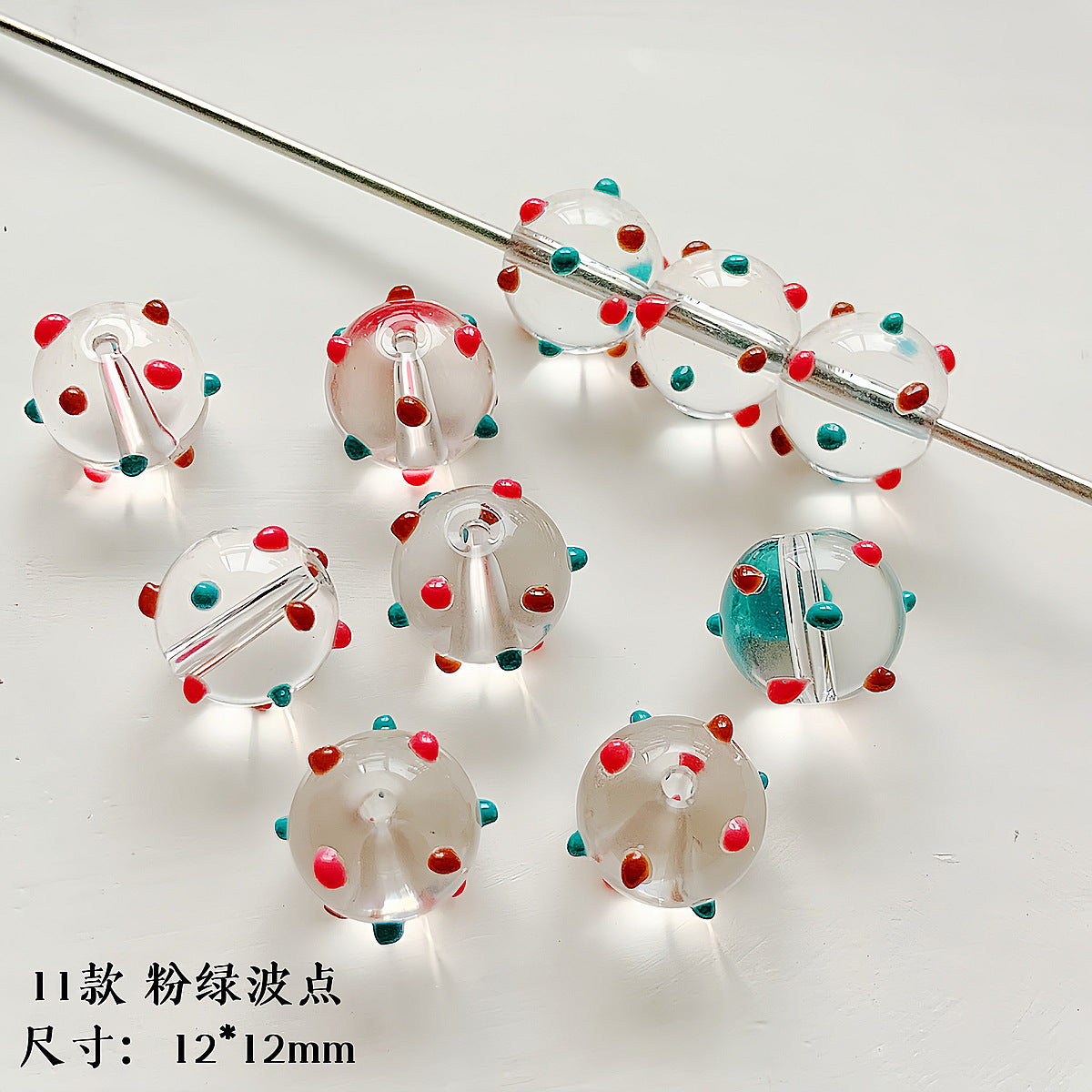 Hand Painted Transparent Glass Beads 12-14mm Christmas Series 1pc 30