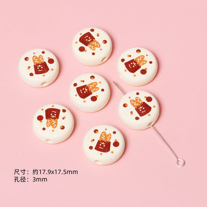 Dessert Acrylic Flat Beads 17mm Printed Cute Food Designs 10pcs 12