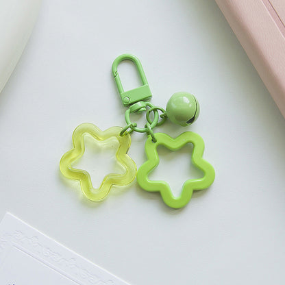 Acrylic Hollow Pentagram Star Keychain with Glossy Bell Charm 14