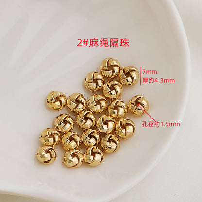 Brass Rope-Shaped Spacer Beads Coarse Texture 20pcs 7