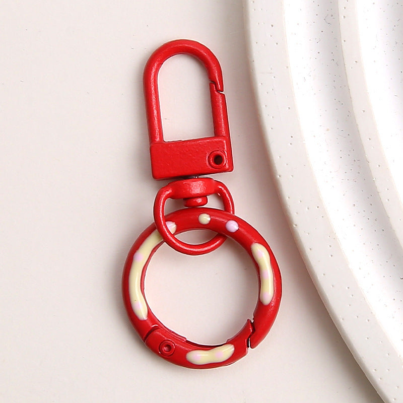 Zinc Alloy Donut Keychain Clasps Spray Painted Hand Paint 51mm 10pcs 9