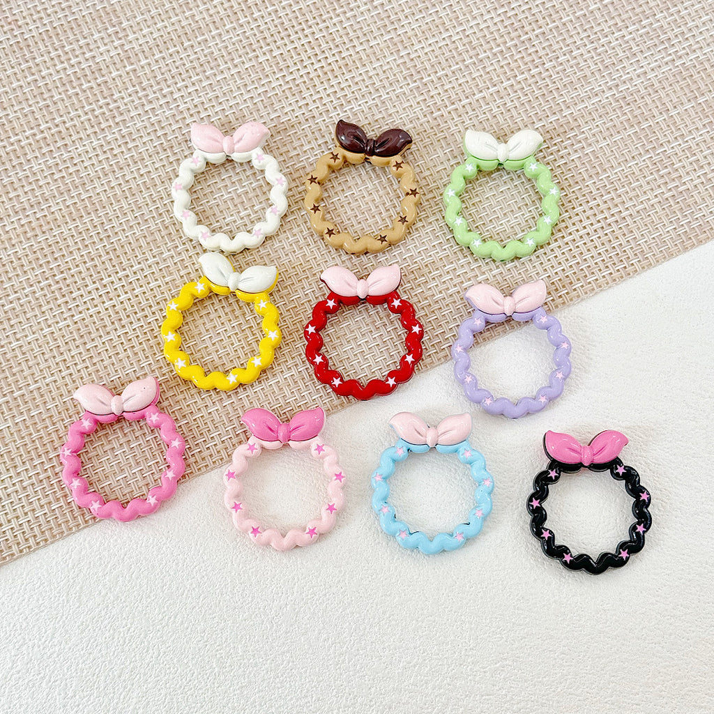 Bow and Star Metal Beads 34mm Painted Pastel Colors 5pcs 23
