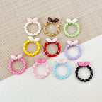 Bow and Star Metal Beads 34mm Painted Pastel Colors 5pcs 23