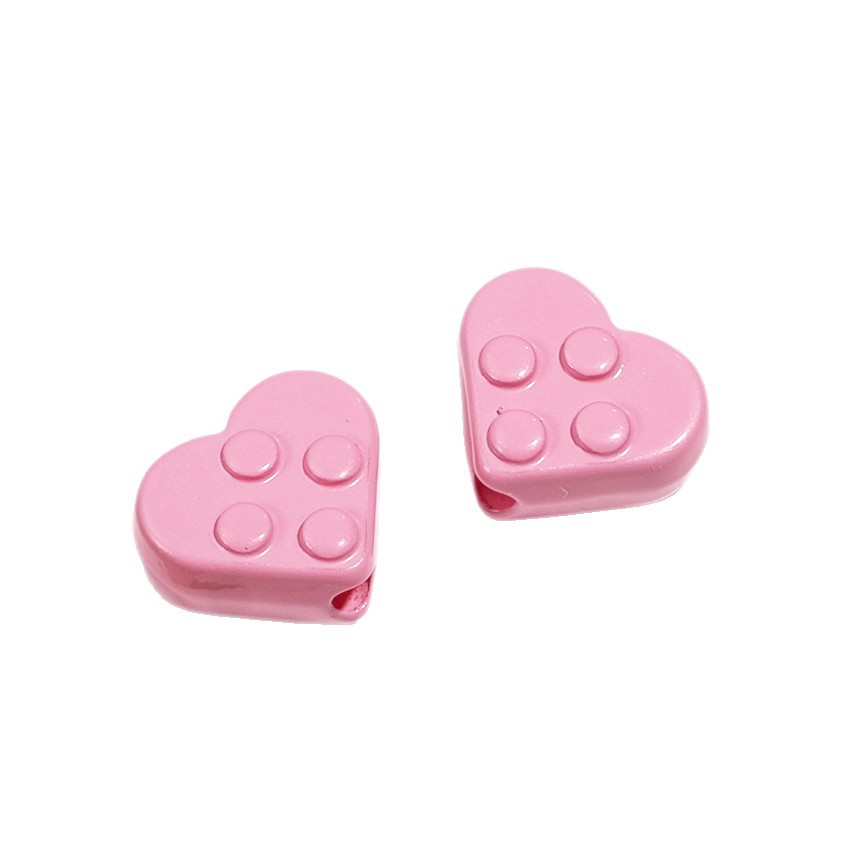 Painted Heart Acrylic Beads 12mm Glossy Raised Dot Detail 50pcs 3