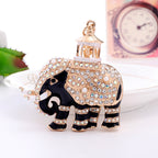 Alloy Rhinestone Elephant Keychain Metal Animal Charm with Lantern Detail 3