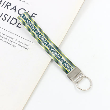 Bohemian Style Wristlet Keychain Antique Silver Polyester 2pcs 17cm 17