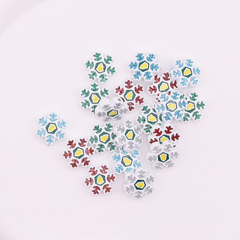 Snowflake Metal Beads 15mm Baking Painted Color Glitter 10pcs 3