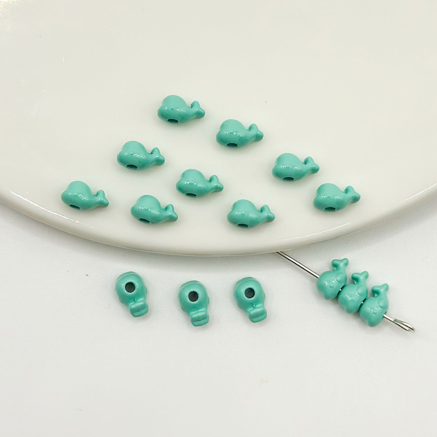 Whale Metal Beads 8mm Baking Painted Colorful 50pcs 14