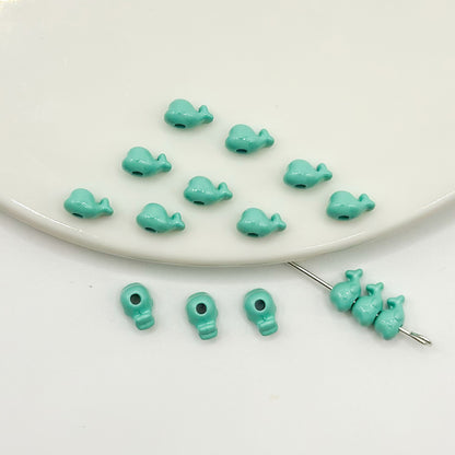 Whale Metal Beads 8mm Baking Painted Colorful 50pcs 14