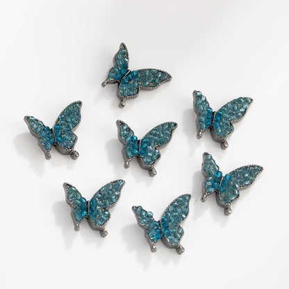 Butterfly Rhinestone Beads 20mm Colorful Alloy Embedded 10pcs 7