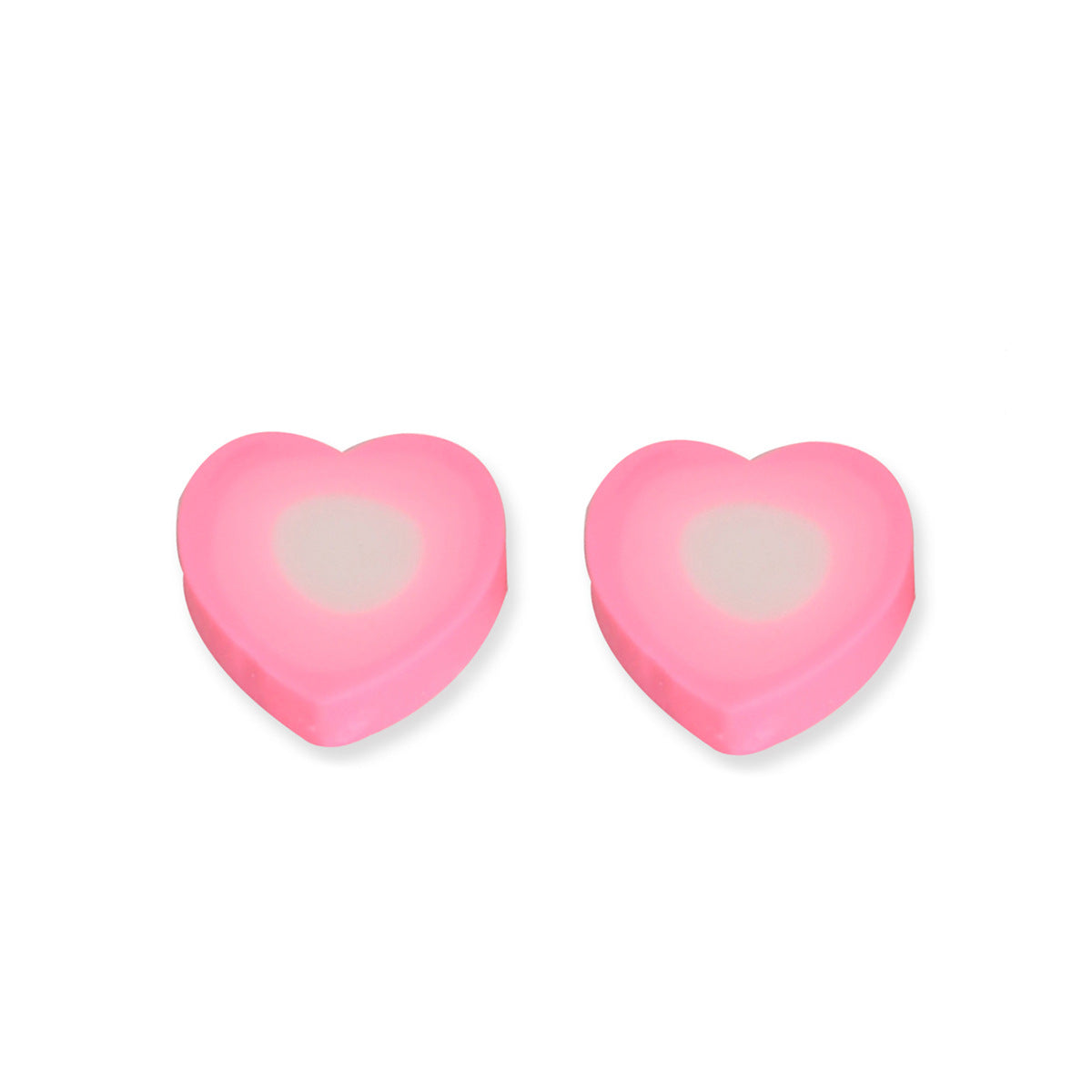 Heart Clay Beads 9mm Gradient Pink White Polymer 100pcs 5