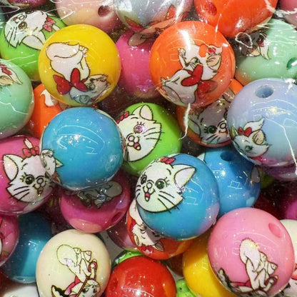 Round Acrylic Beads 16mm Clear Marie Printed 50pcs 6