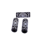 Vintage Patterned Tube Acrylic Beads 26mm Black White Floral 100pcs 4