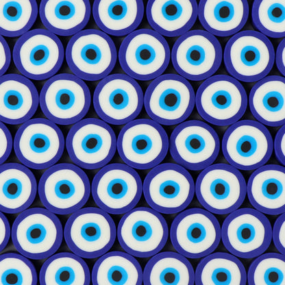 Flat Clay Beads 10mm Evil Eye Polymer Bright Mixed Colors 100pcs 9