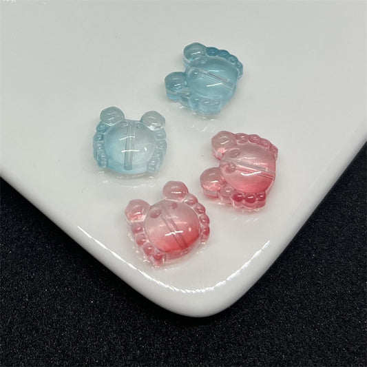 Small Crab Glass Beads 14mm Transparent Assorted Colors 100pcs 2