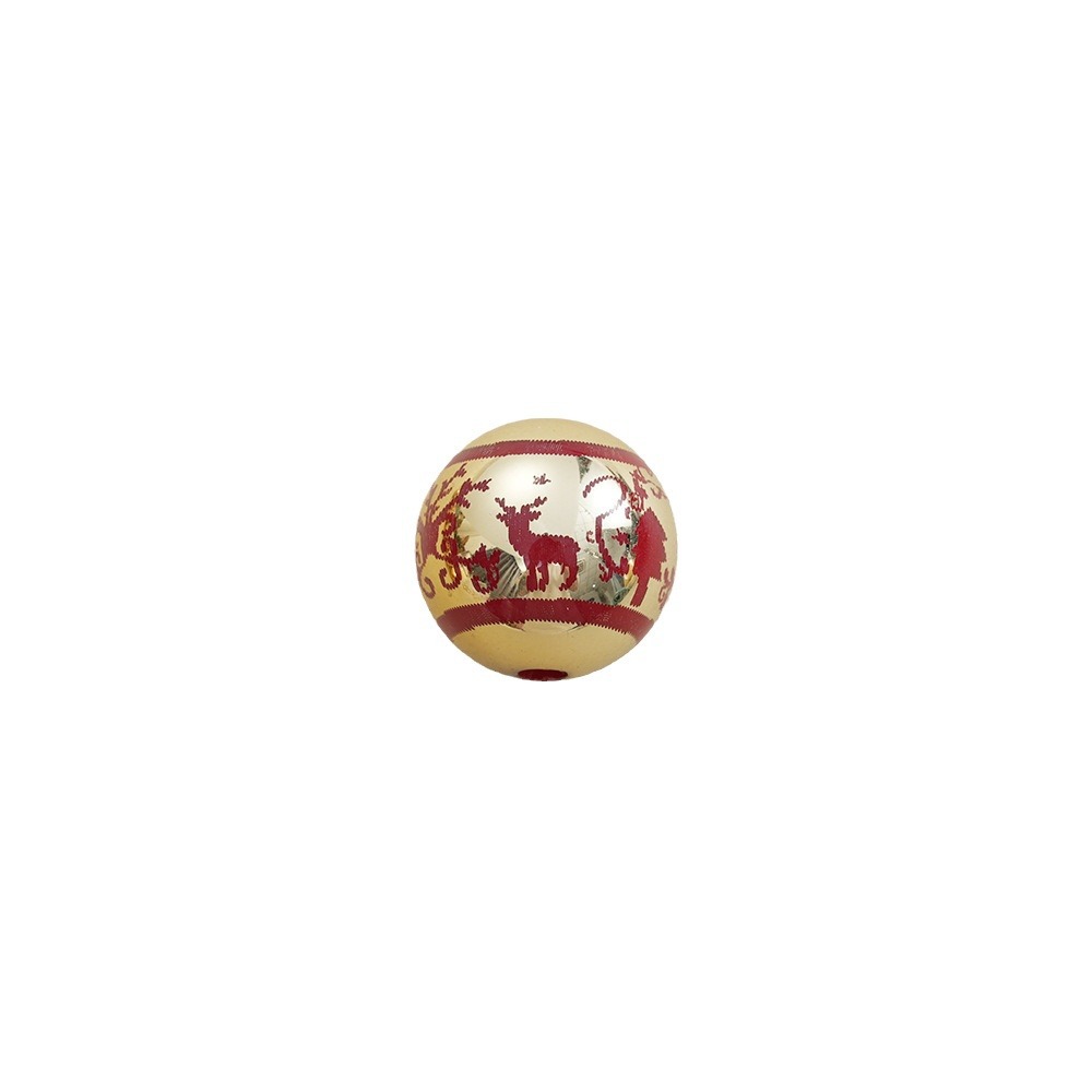 UV Plating Christmas Deer Acrylic Beads 16mm Golden Red Print 10pcs 5