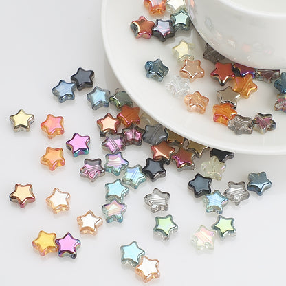 Plated Star Shaped Glass Beads 8mm Rainbow Electroplated 100pcs 3
