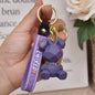 Resin Rabbit Cartoon Keychain Pastel Colors Gold Tone Collar 7