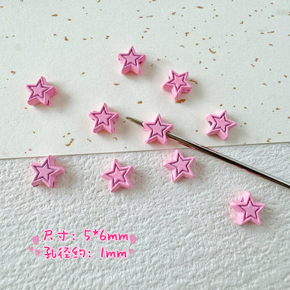 Star Butterfly Metal Beads 5mm Candy Colored Baked Painted 20pcs 23