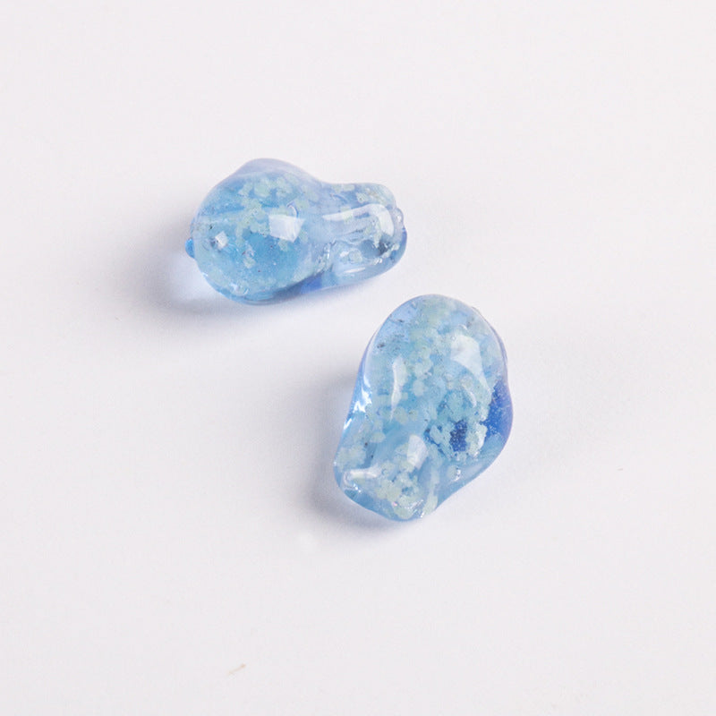 Lampwork Glass Beads Irregular Bone Shape 12mm Glow In The Dark 10pcs 9