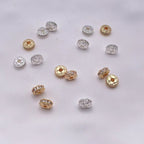 Brass Four-Petal Flower Spacer Beads 7mm Zirconia 10pcs 3