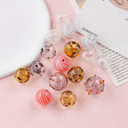 Vintage Hollow Speckled Blown Glass Beads Hand Painted 4pcs 4