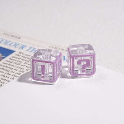 Clear Square Acrylic Beads 14mm Question & Exclamation Mark Pattern 30pcs 11