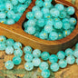 Frosted Round Glass Beads 8mm Marbled Soft Matte Gold Veining 50pcs 18
